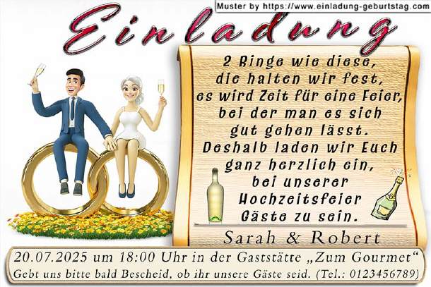 Hochzeitseinladung lustig - die Eheringe