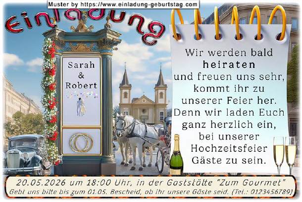 Hochzeitseinladung lustig - die Litfaßsäule