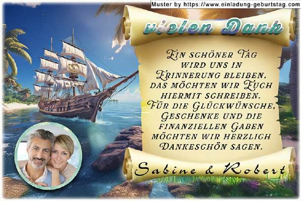 Dankeskarte Hochzeit - das Segelschiff