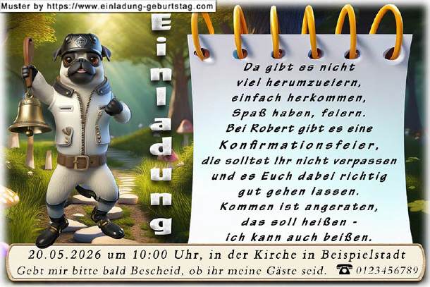 lustige Einladung Konfirmation - der Mops