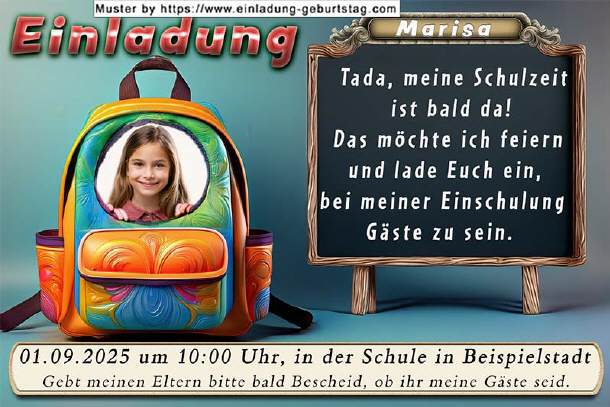 Einladung Einschulung - Foto im Ranzen
