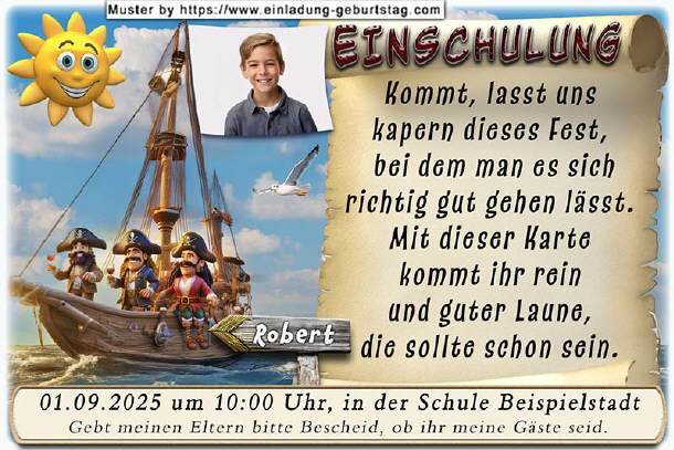 Einladung Einschulung - die Piraten