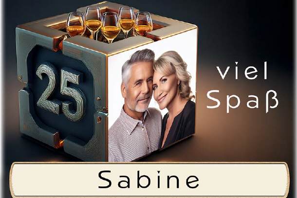 Tischkarte Silberhochzeit, der Fotowürfel