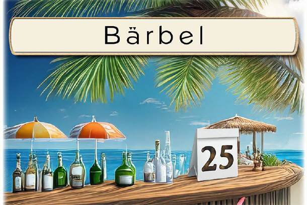 Tischkarte Silberhochzeit - die Strandbar