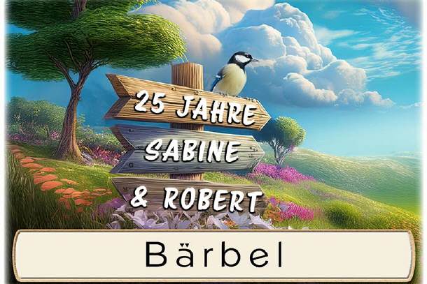 Tischkarte Silberhochzeit - der Wegweiser