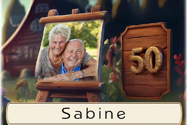 Tischkarte Goldene Hochzeit Ihr Foto auf Staffelei