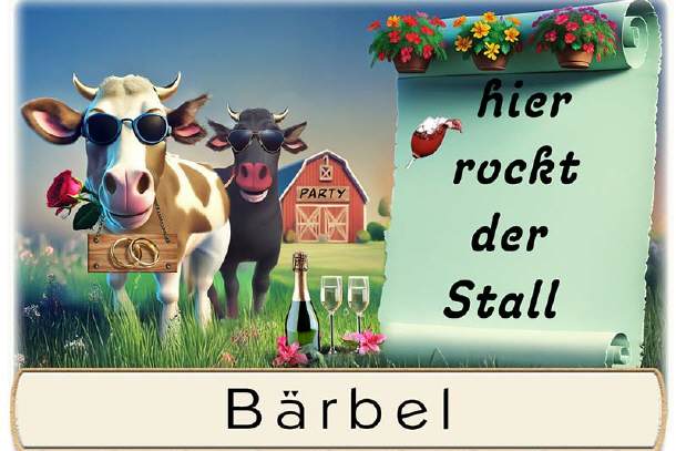 Tischkarte Hochzeit - hier rockt der Stall