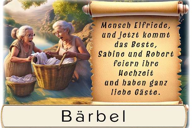 Tischkarte Hochzeit - tratschende Waschfrauen