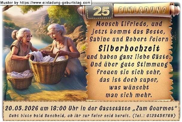 lustige Einladung Silberhochzeit - tratschen