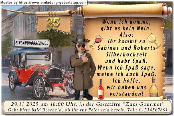 lustige Einladung Silberhochzeit - Aufforderung