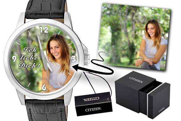 personalisierte Uhr Citizen Mann Lederband