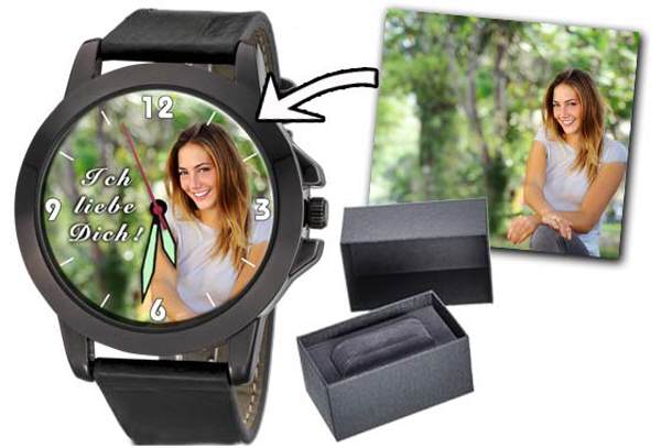personalisierte Uhr Mann Classic schwarz