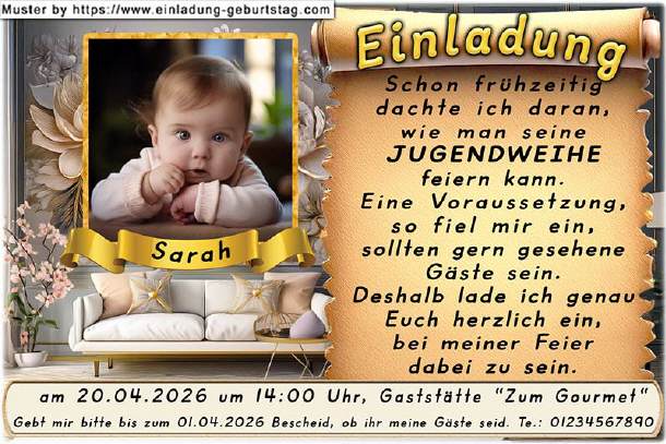 Einladung Jugendweihe - Kinderfoto