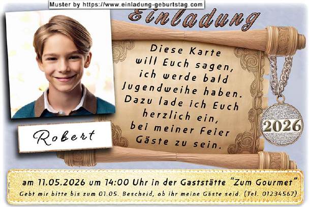 Einladung Jugendweihe - nostalgische Schriftrolle