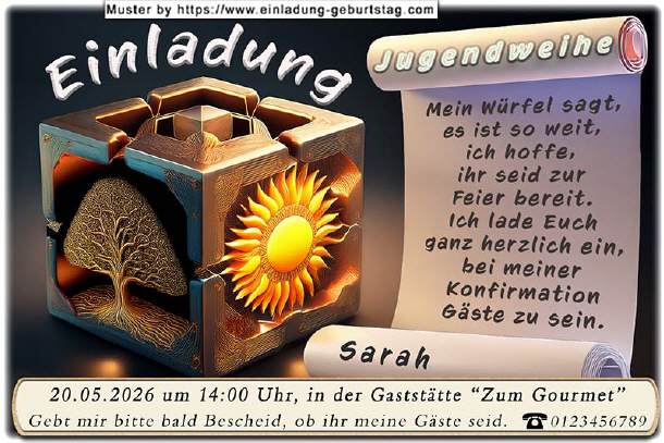 Einladung Jugendweihe - der Würfel