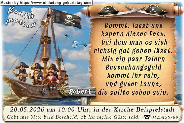lustige Einladung Konfirmation - die Piraten