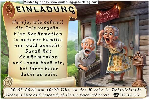 lustige Einladung Konfirmation - Herrje