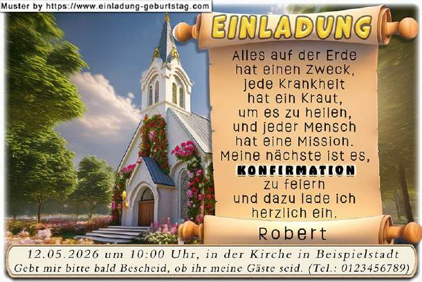 lustige Einladung Konfirmation - die Mission