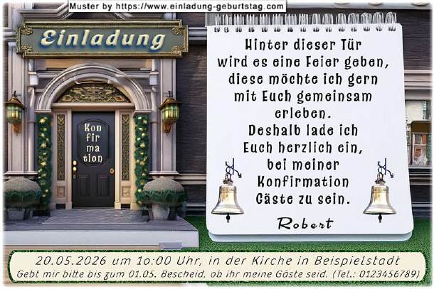 Einladung Konfirmation - die Konfi Tür