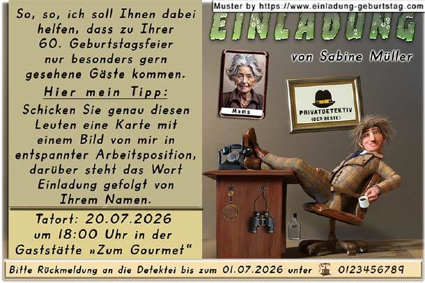 lustige Einladung Geburtstag - der Privatdetektiv