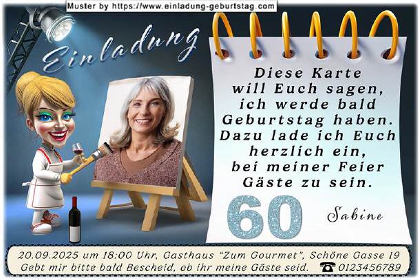 Einladung Geburtstag - Foto auf Leinwand