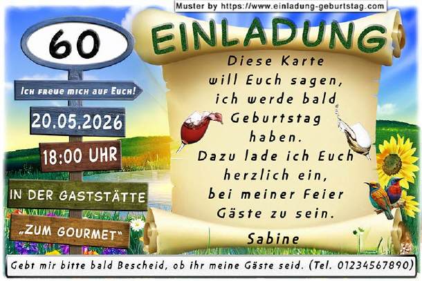 originelle Einladung Geburtstag - Alterswegweiser