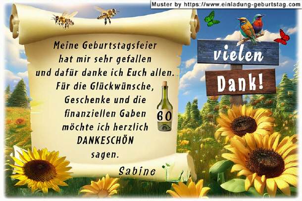 Danksagungskarte Geburtstag - Sonnenblumen