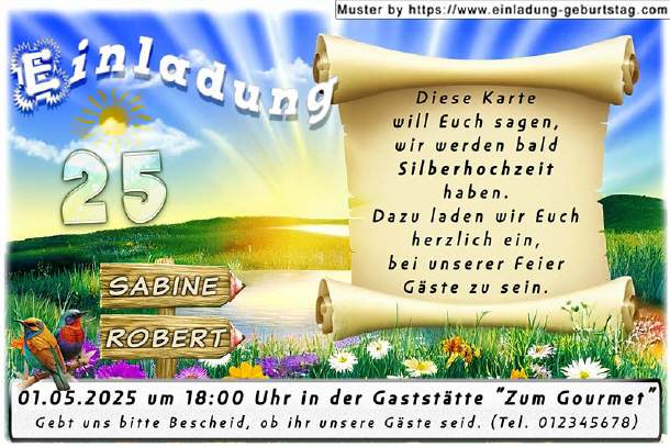 originelle Einladung Silberhochzeit - farbenfroh