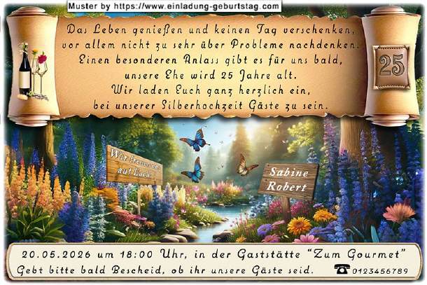 originelle Einladung Silberhochzeit - genießen