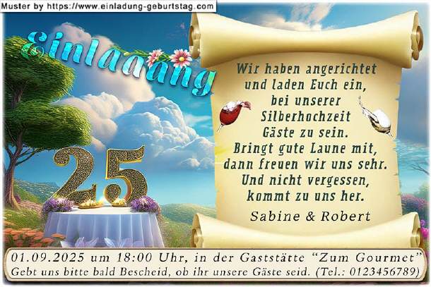 originelle Einladung Silberhochzeit - angerichtet