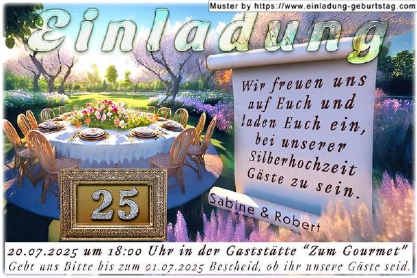 originelle Einladung Silberhochzeit, der Festtisch