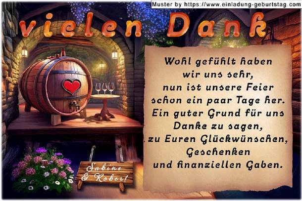 Dankeskarte Hochzeit - Weinkeller