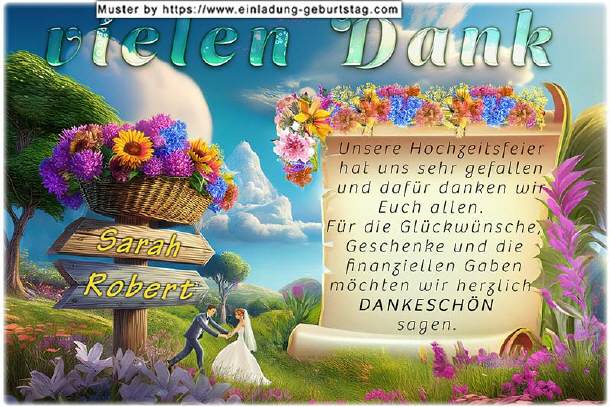 Dankeskarte Hochzeit - das Naturgemälde