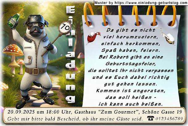 lustige Einladung Geburtstag - der Mops