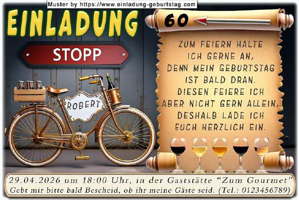 lustige Einladung Geburtstag- das Fahrrad