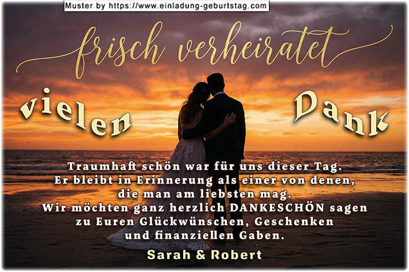 die Dankeskarte zur Hochzeit mit Ihrem Foto in einem Fenster