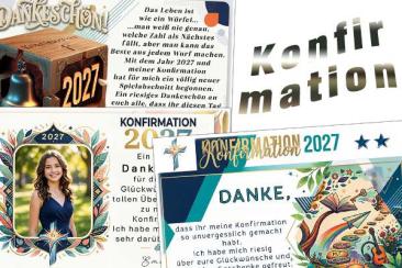 Die Danksagung zur Konfirmation mit deinem Foto oder originellen Motiven