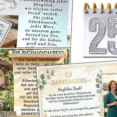 Danksagungskarten zur Silberhochzeit mit Ihrem Text