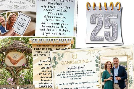 Danksagungskarten zur Silberhochzeit originell, lustig oder mit Ihrem Foto