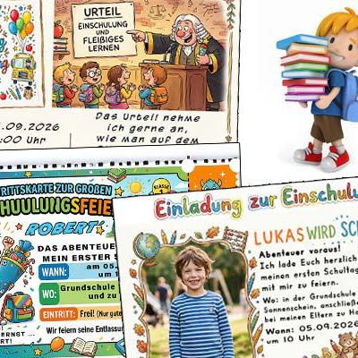 Die Einladung zur Einschulung mit dem Foto des Kindes oder als lustige Einladungskarte