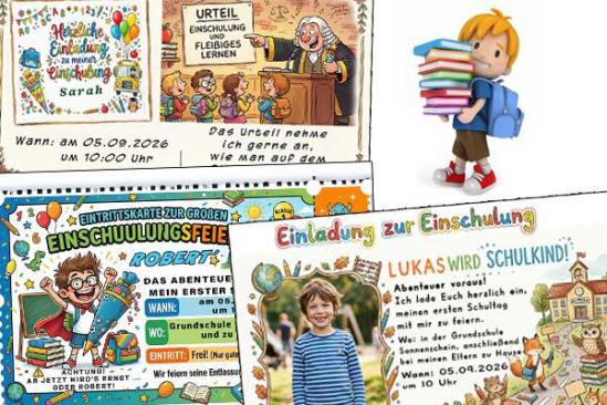 Die Einladung zur Einschulung mit dem Foto des Kindes oder als lustige Einladungskarte