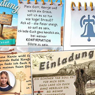 Die Einladung zur Konfirmation mit deinem Foto oder als originelle Einladungskarte.