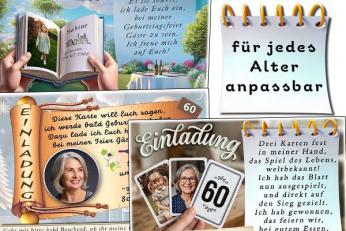 Einladungskarten zum Geburtstag mit Ihrem Foto, Ihr eigener Text für jedes Alter