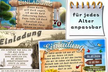 originelle Einladungskarten für Ihre Geburtstagsfeier mit Ihrem eigenen Text und Alter
