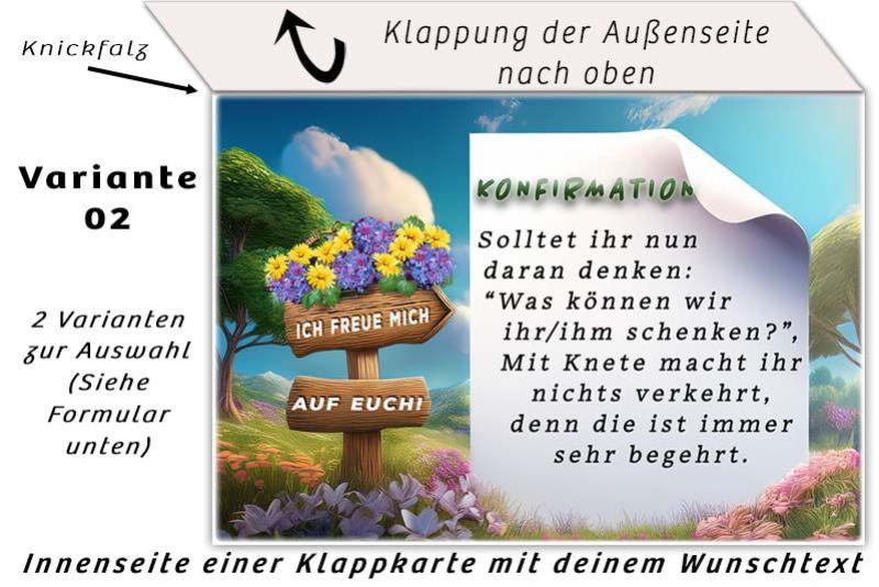 Innenseite einer Klappkarte für eine Einladungskarte zur Konfirmation Variante 02
