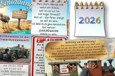Die lustige Einladung zu deiner Jugendweihe mit witzigen Kartenmotiven