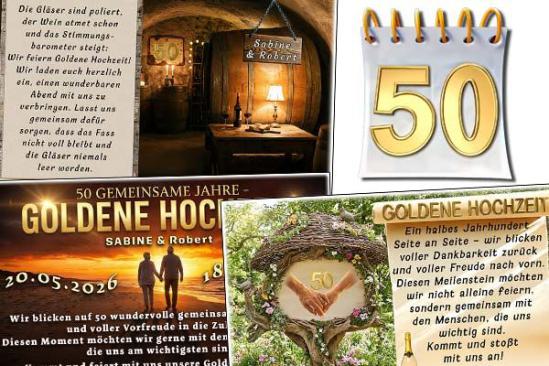 Die originelle Einladung zu Ihrer Goldenen Hochzeit