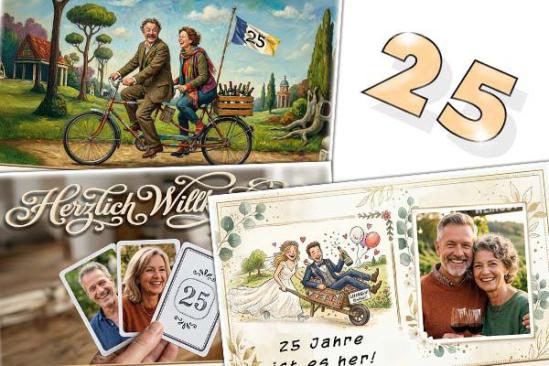Tischkarten zur Silberhochzeit als Platzkarten für Ihre Feier mit den Namen Ihrer Gäste