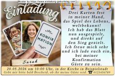 Die Einladung zur Konfirmation mit deinem Foto in einer Goldpapierrolle