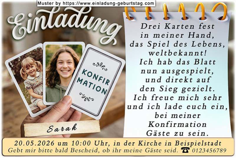 Die Einladung zur Konfirmation mit deinem Foto in einer Goldpapierrolle